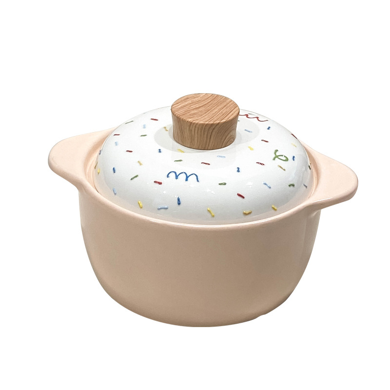 Vas ceramic pentru supe și tocană, în nuanță crem, rezistentă la temperaturi înalte, compatibilă cu aragazul pe gaz