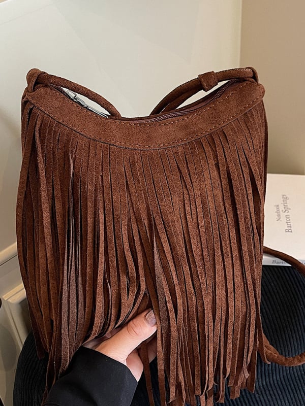 2025 mat torbica za rame za žene — crossbody, koža-velur retro stil, europsko-američki dizajn