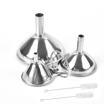 Set de trei pâlnii din oțel inoxidabil, mini pâlnii pentru ulei, oțet, vin, condimente și ulei esențial
