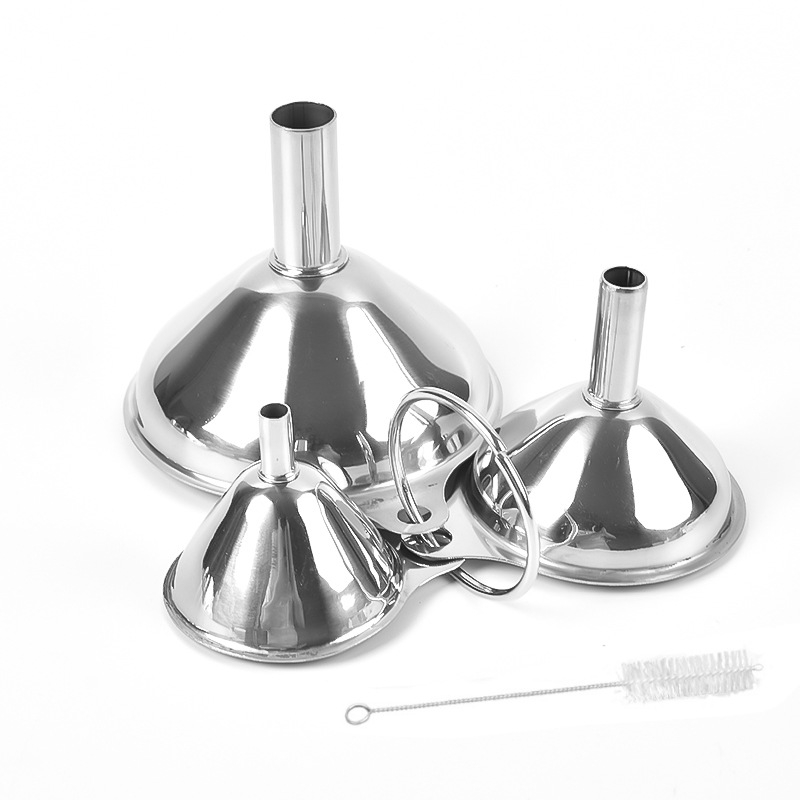 Set de trei pâlnii din oțel inoxidabil, mini pâlnii pentru ulei, oțet, vin, condimente și ulei esențial