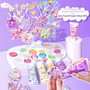 Set Cream Gel Goo Card pentru fete — jucărie cu autocolante DIY, carduri cu nisip curgător, ediție Deluxe, rechizite pentru planner