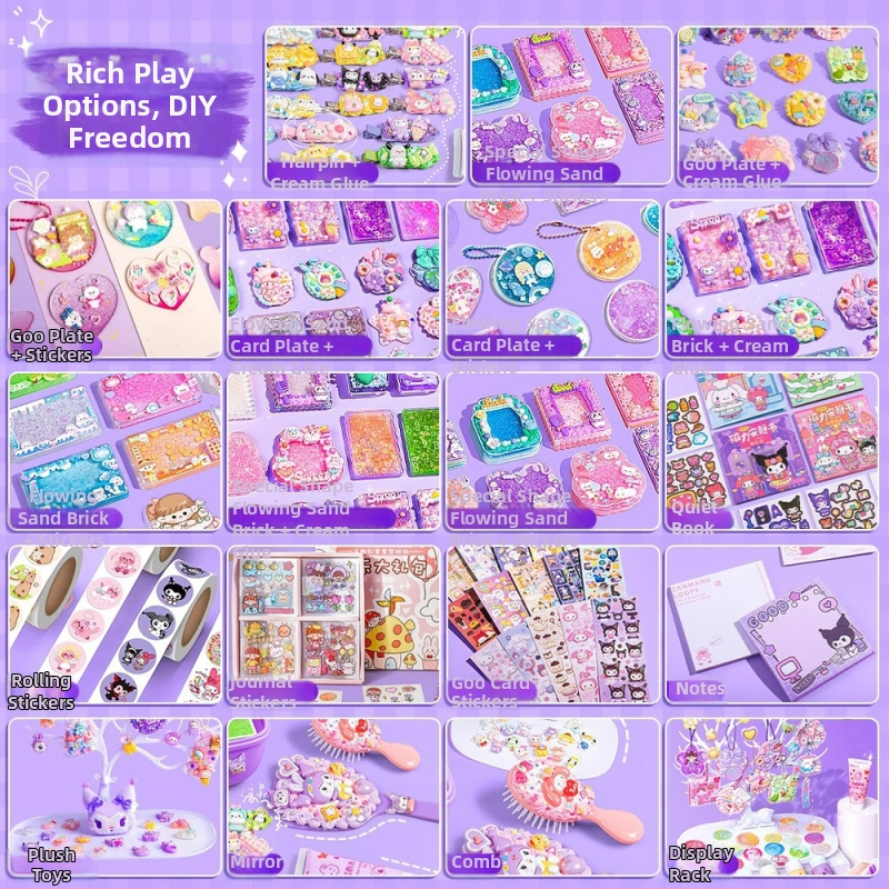 Set Cream Gel Goo Card pentru fete — jucărie cu autocolante DIY, carduri cu nisip curgător, ediție Deluxe, rechizite pentru planner