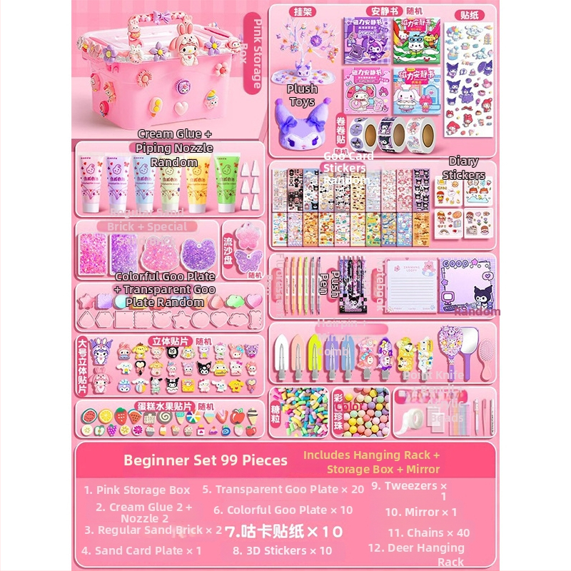 Set Cream Gel Goo Card pentru fete — jucărie cu autocolante DIY, carduri cu nisip curgător, ediție Deluxe, rechizite pentru planner