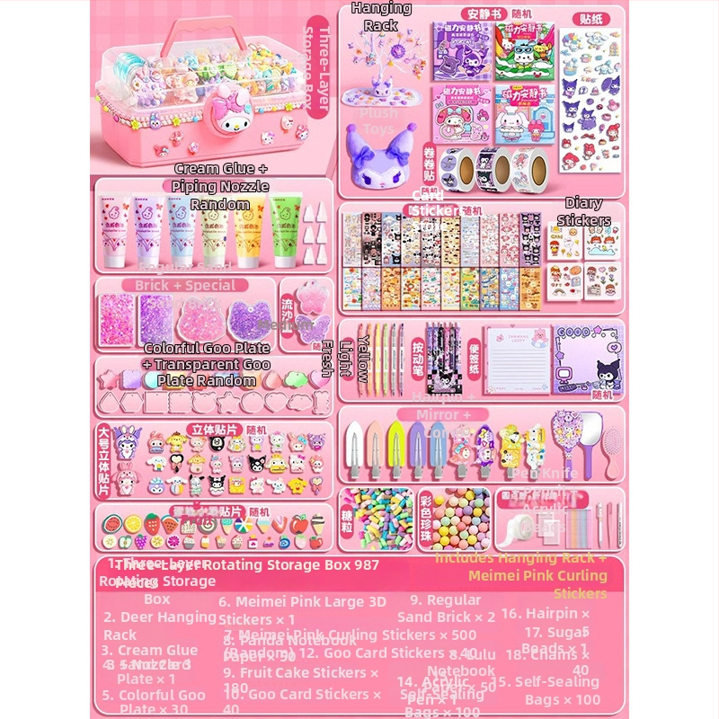 Set Cream Gel Goo Card pentru fete — jucărie cu autocolante DIY, carduri cu nisip curgător, ediție Deluxe, rechizite pentru planner
