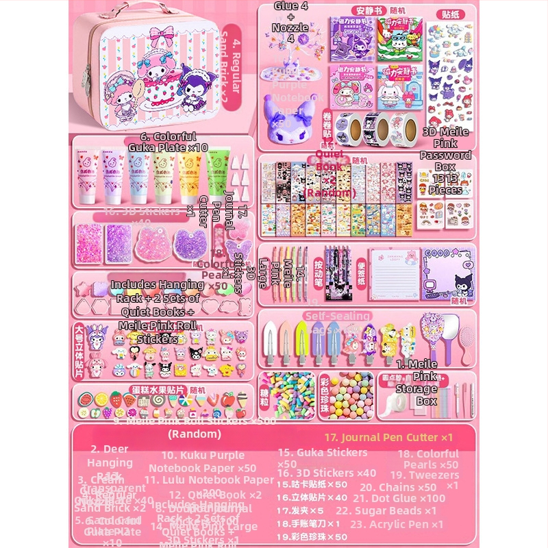 Set Cream Gel Goo Card pentru fete — jucărie cu autocolante DIY, carduri cu nisip curgător, ediție Deluxe, rechizite pentru planner