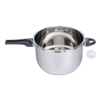 Oală sub presiune din oțel inoxidabil, capac negru cu supapă de limitare a presiunii, sigură, compatibilă cu gaz și inducție, diametrul 18–32 cm