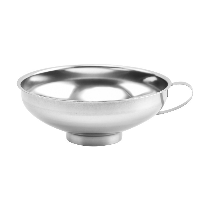 Pâlnie din oțel inoxidabil, de calitate alimentară, cu gură largă, filtru pentru ulei și sos, pentru bucătărie, construcție întărită, etanș la scurgeri, diametru mare, potrivit pentru piure de fructe și salate.