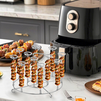 Set de accesorii pentru air fryer din oțel inoxidabil 304: grătar vertical, frigărui, grătar pentru cuptorul cu microunde, grătar BBQ, unelte de agățare