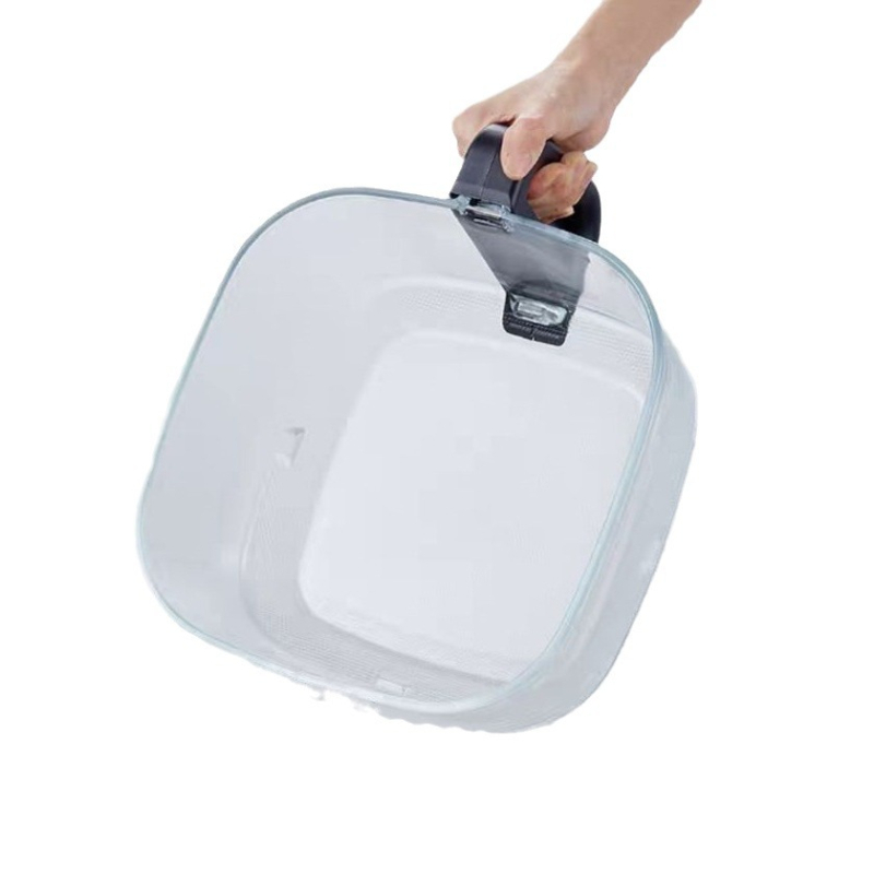 Inserție din sticlă borosilicată pentru friteuză cu aer, 4,5 L, coș pătrat de prăjit din sticlă, dimensiuni 22×22×13 cm