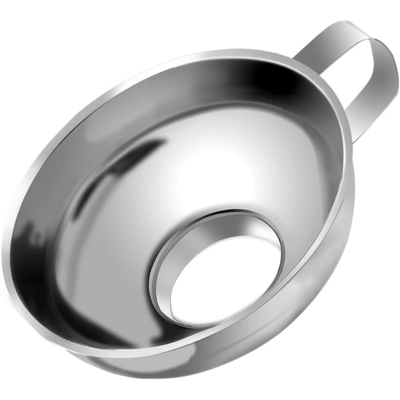 Pâlnie din oțel inoxidabil alimentar, mare, gură largă, pentru ulei, sosuri, piure și umplere salate