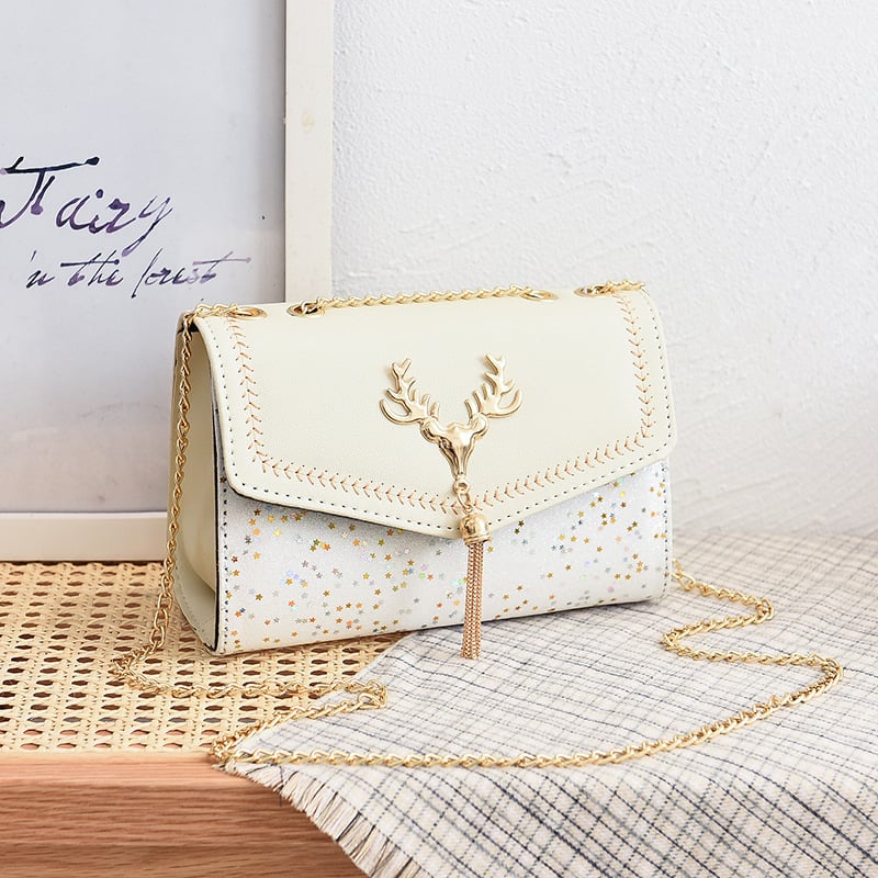Ženska torbica s lancem, 2024 novi model sa šljokicama, crossbody s resicom, moderna i svestrana, mala kvadratna torbica za rame