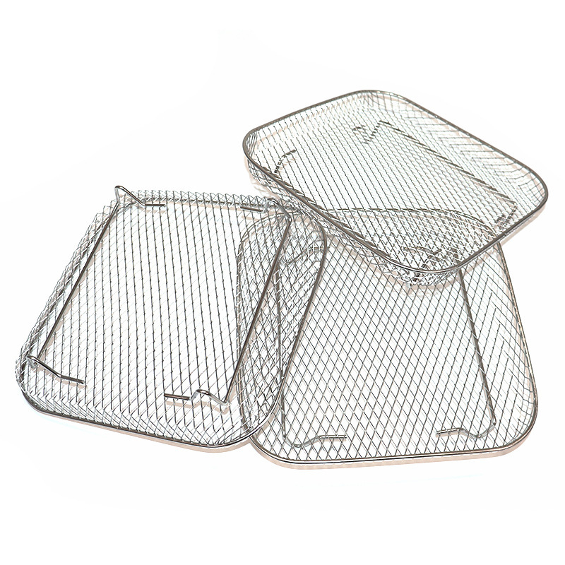 Accesorii pentru friteuză din oțel inoxidabil 304 – raft cu 3 niveluri, cu cadre rotunde și pătrate și coș de deshidratare