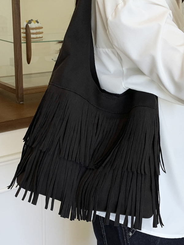 Ženska torba s resicama, Maillard stil, retro tote velike kapacitete