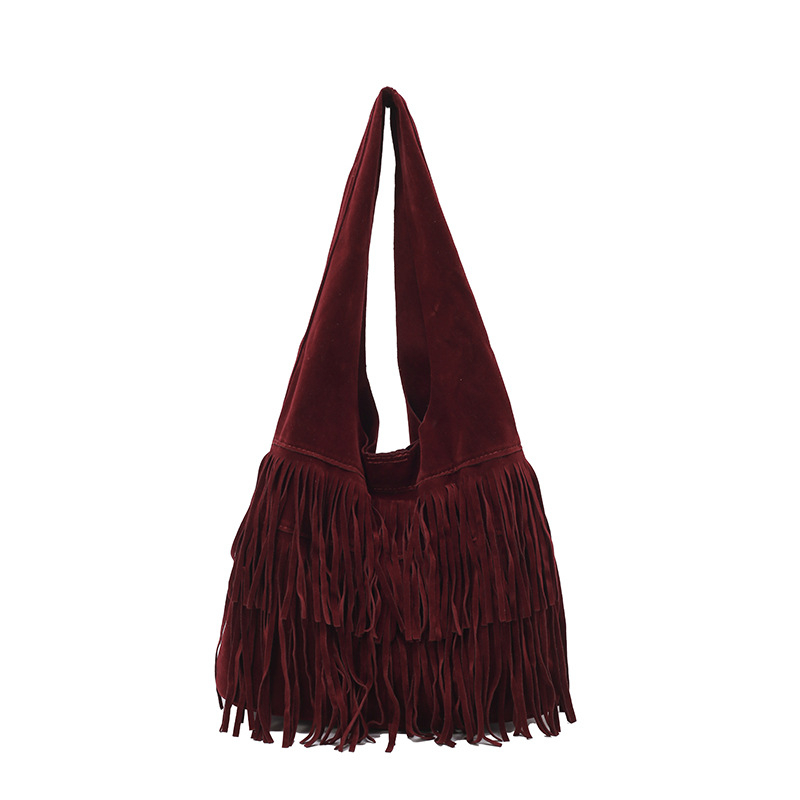 Ženska torba s resicama, Maillard stil, retro tote velike kapacitete