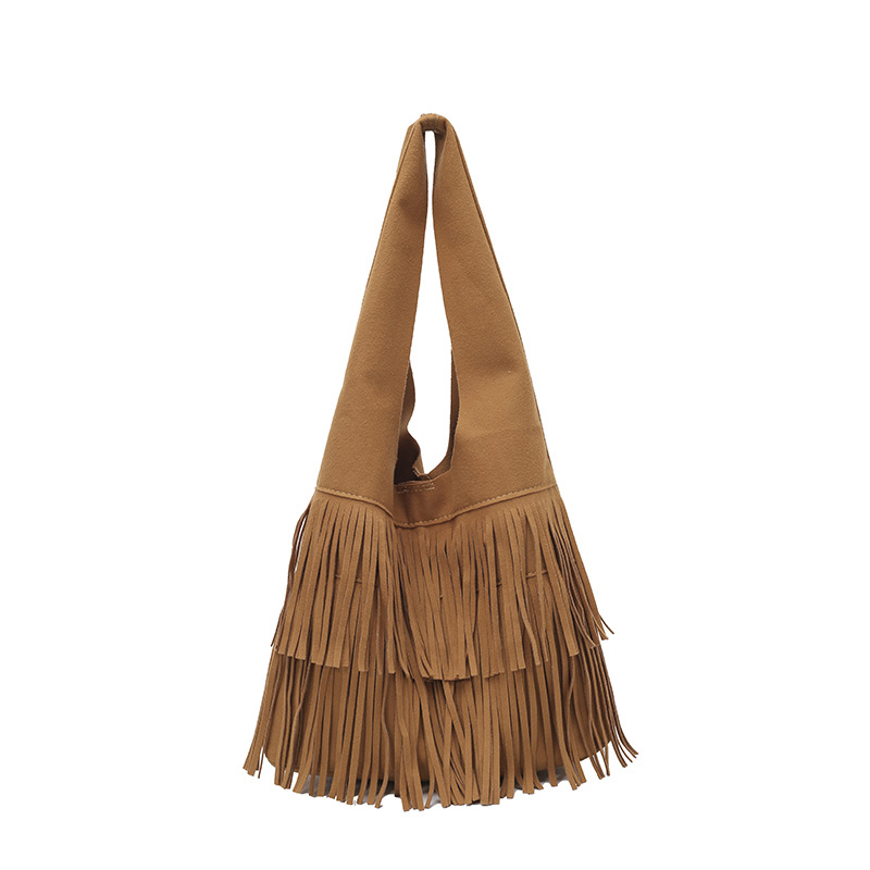 Ženska torba s resicama, Maillard stil, retro tote velike kapacitete
