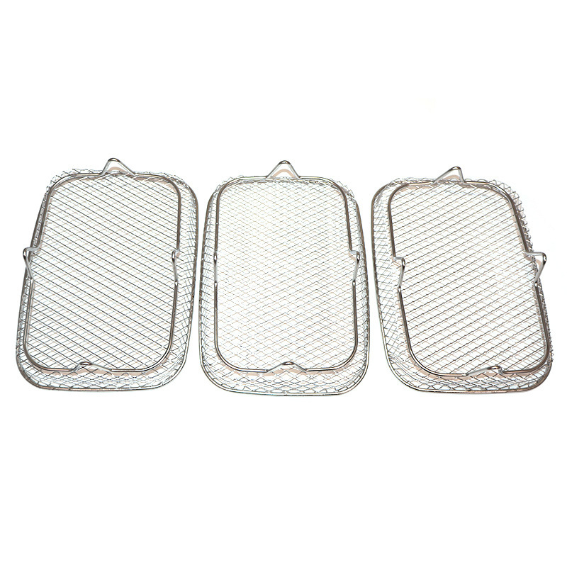 Raft dreptunghiular din oțel inoxidabil, trei niveluri pentru friteuză cu aer – 304, plasă grill, aburire, uscare, stivuire