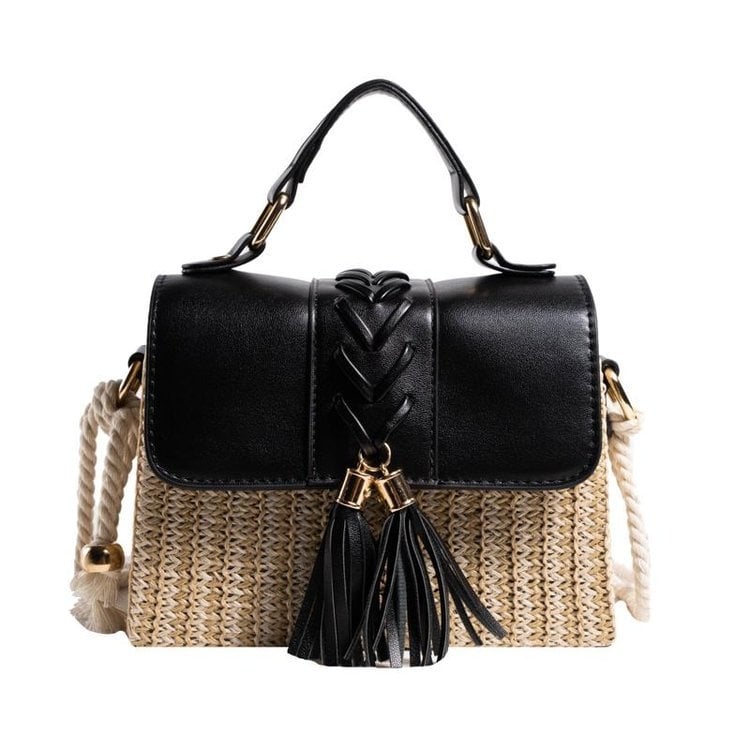 Ženska slamena torbica, mala kvadratna forma, crossbody, plaža, ležerni stil
