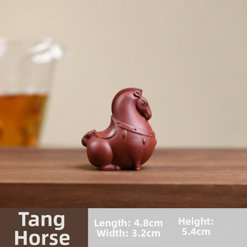 Tea pet z fialovej hliny Yixing — malé Tang kôň socha, zodiakálny kôň, realistický kreatívny doplnok na čajový stôl, na sledovanie a údržbu.