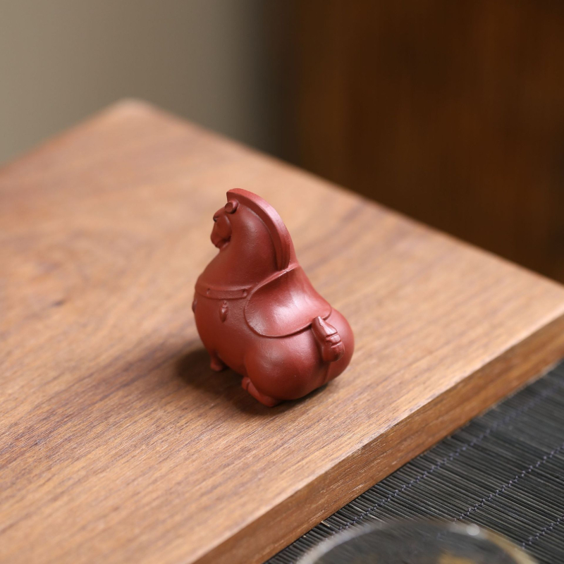 Tea pet din lut purpuriu Yixing — mic cal Tang, cal zodiac, statuetă realistă, accesoriu creativ pentru masa de ceai, pentru vizionare și întreținere.