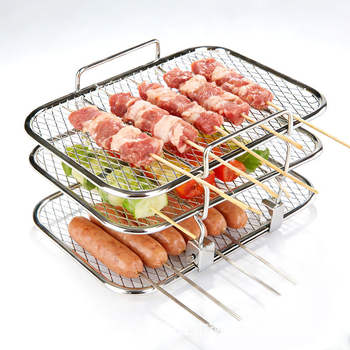 Suport pătrat din oțel inoxidabil 304 pentru grătar, air fryer și cuptor — raft cu trei niveluri pentru gătit și depozitare