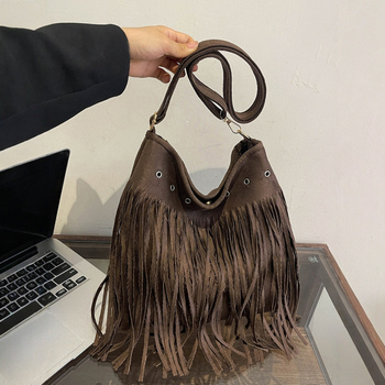 Torba preko ramena s resicama, velika kapaciteta, ženski stil, korejski stil, jednostavan svakodnevni dizajn