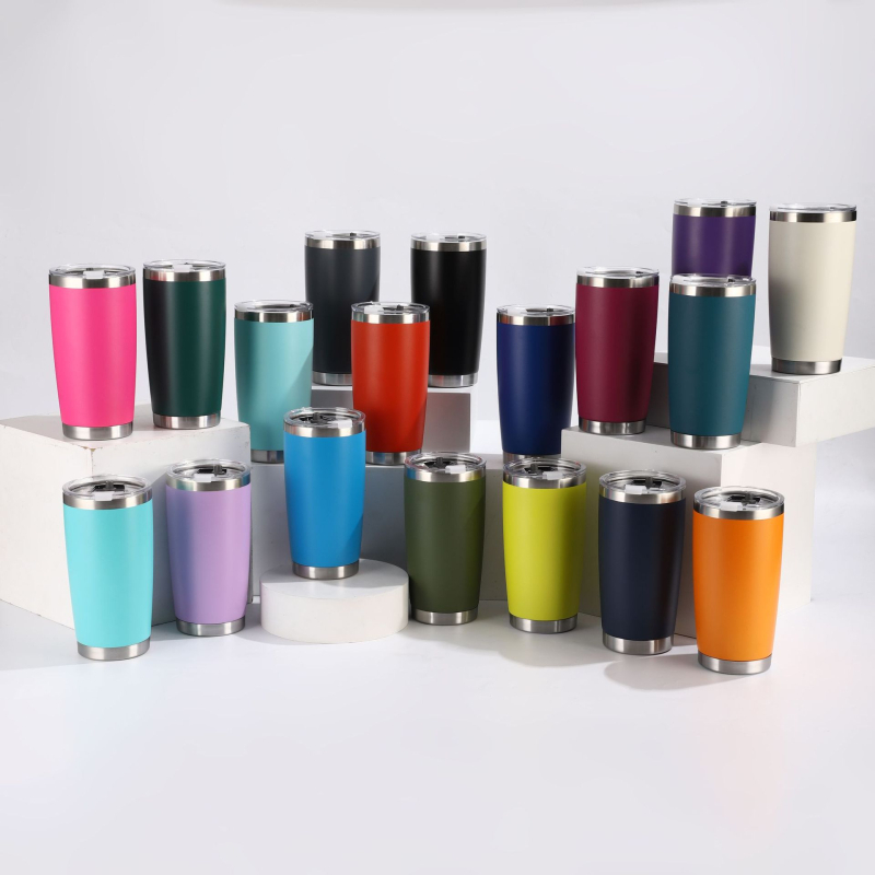 Cană pentru mașină 20oz, acoperire prin pulverizare, termos din oțel inoxidabil 304, capacitate mare, portabilă