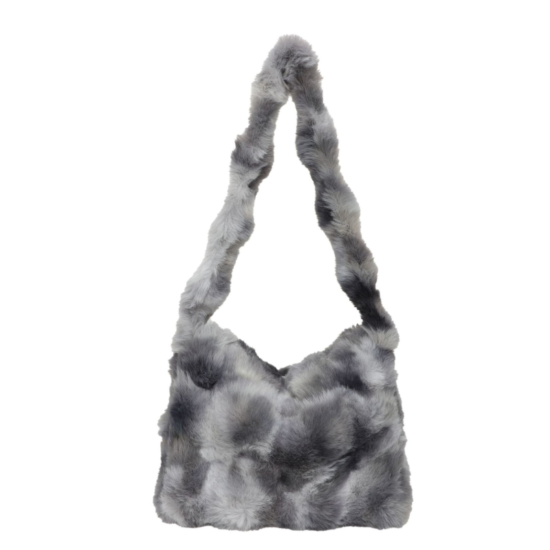 Zimska ženska torba od umjetne dlake, velika kapaciteta, torba preko ramena, tie-dye retro stil