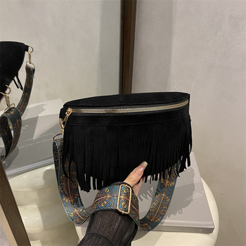 Ženska crossbody torbica s bojtom, nišnoga korejskog stila, srednja veličina, jesen 2025
