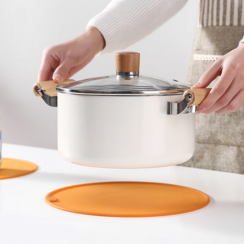 Covoraș din silicon stil japonez pentru izolație termică a vaselor și farfuriilor, rezistent la temperaturi înalte, anti-murdărire, formă circulară, dimensiune mare