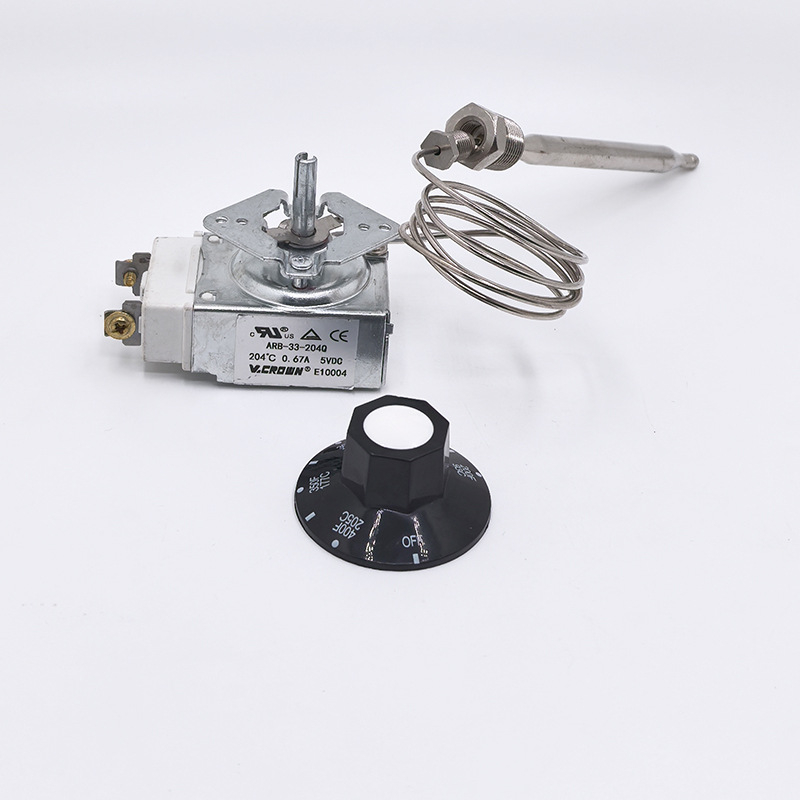 Controler de temperatură pentru friteuză, cu reglaj rotativ, 204°F/400°F, 1/4" MNPT, RX-1-36