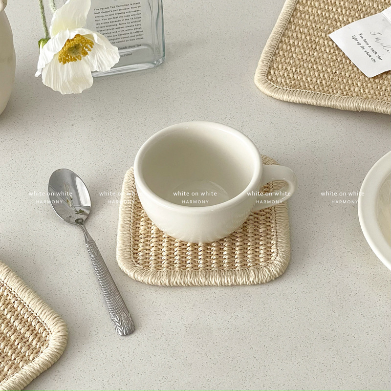 Covoraș termic din sisal natural, stil japonez pentru bucătărie, pentru oale, boluri și căni
