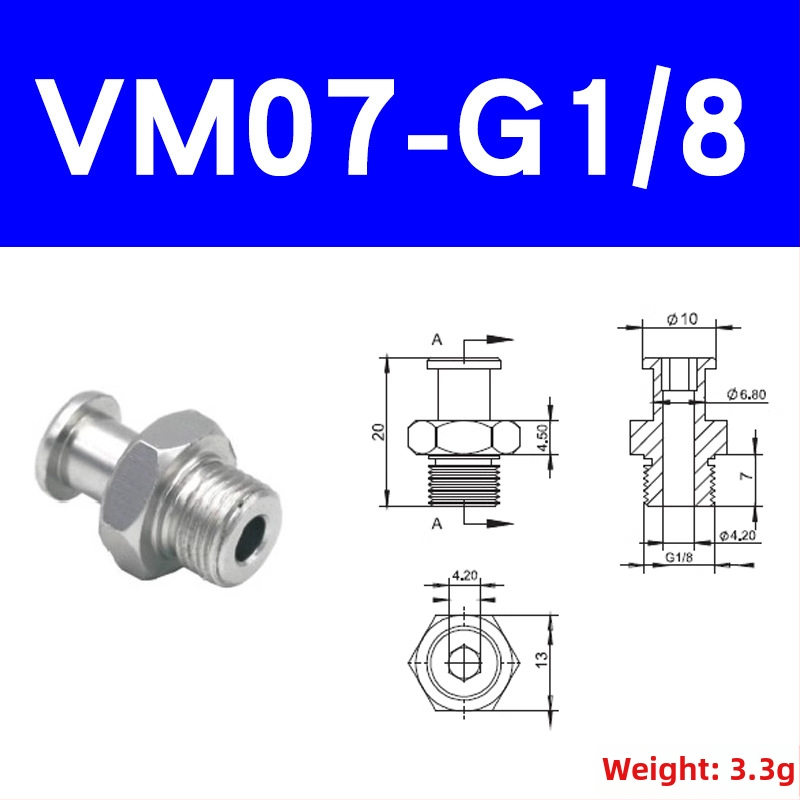 CRG konektor vákuovej súpravy s pagodovým dizajnom, základňa pre priame zasunutie VM-G1/8 závit, príslušenstvo pre robotický manipulačný uchopovač