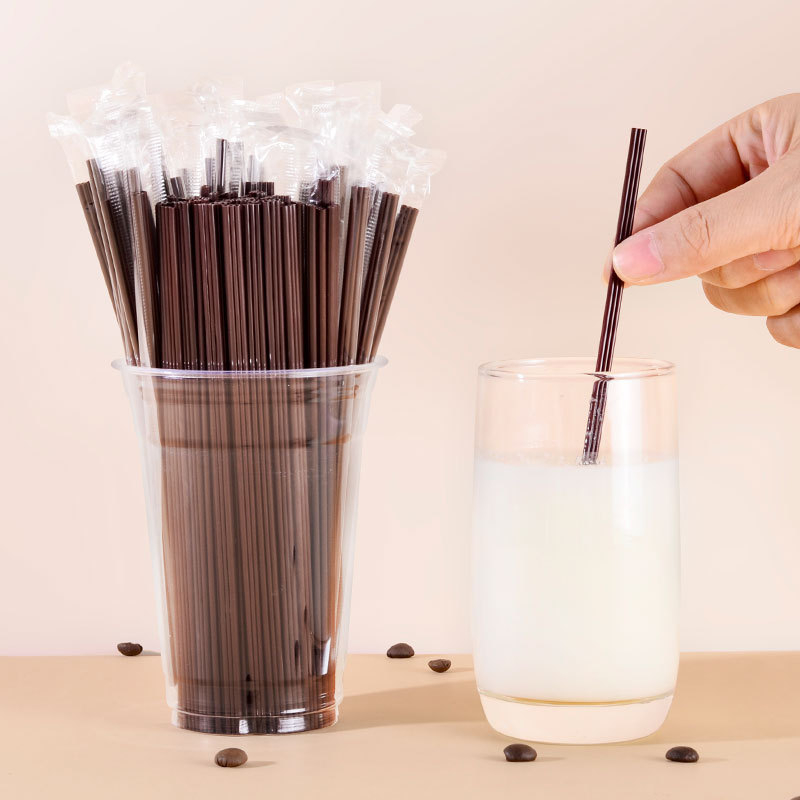 Jednokratna plastična mješalica za kavu, ravna cijev, pojedinačno pakirana, plastika, s tri otvora