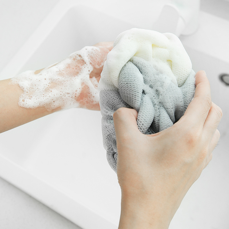 Bandă de baie lungă pentru exfoliere și scrub al spatelui, formă de floare de baie