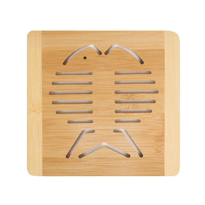 Suporturi din bambus cu decupaj, pătrate, pentru farfurii și boluri, izolație termică, design minimalist modern