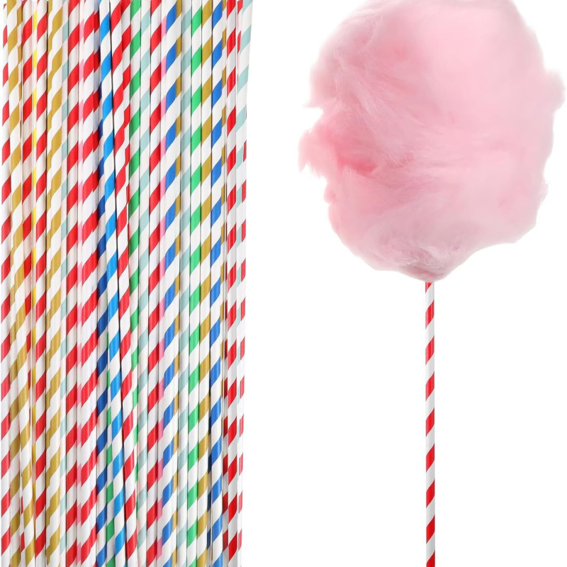 100-komadni paket papirnih slamki različitih boja, slamke s prugama i štapići za marshmallows