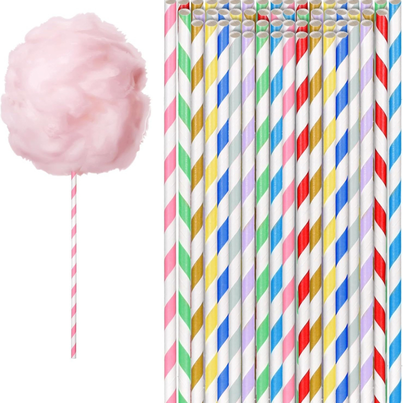 100-komadni paket papirnih slamki različitih boja, slamke s prugama i štapići za marshmallows