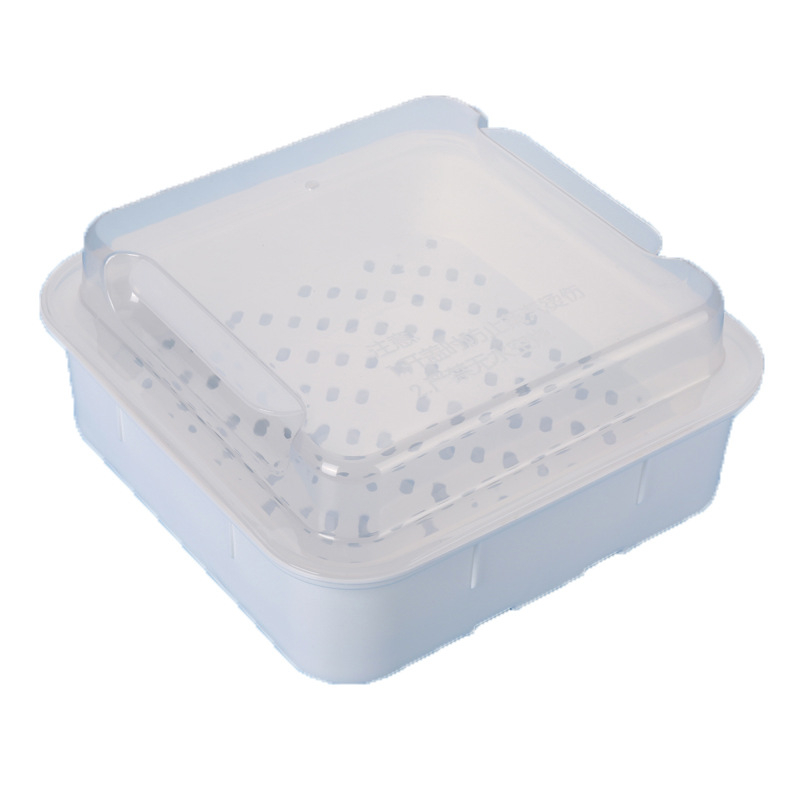 Aburitor pătrat mare pentru cuptorul cu microunde, din plastic PP, cu două niveluri, pentru mâncare și chifle