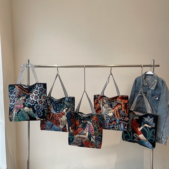 Torba od platna s izšivanjem, vintage etno stil, velika kapaciteta, za svakodnevnu upotrebu
