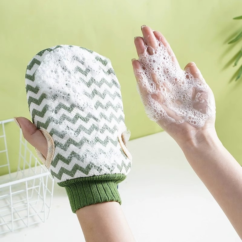 Mănuși de baie exfoliante, cu două fețe, pentru adulți