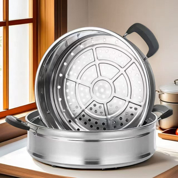 Coș de aburi din oțel inoxidabil 201, cu mâner, suport universal rezistent la temperaturi înalte pentru plite electrice, grilă de abur cu margine plată 30–40 cm