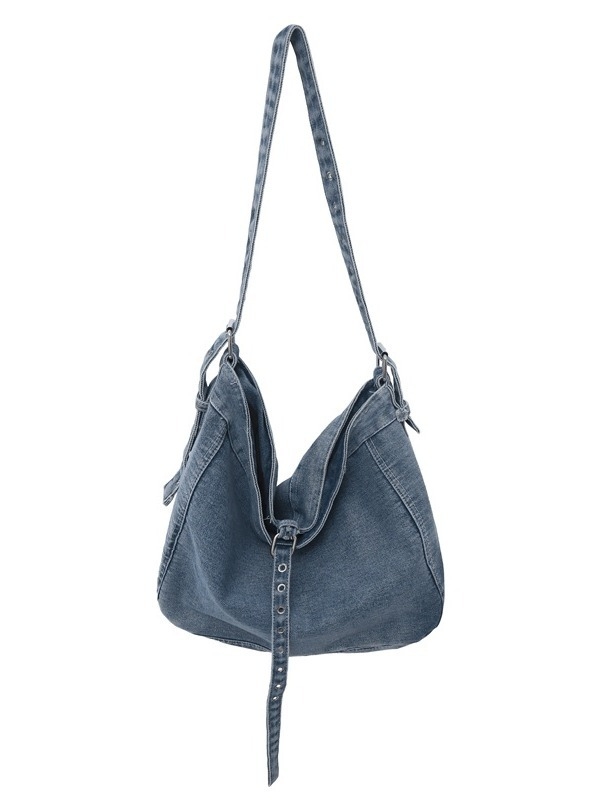 Oprana denim torbica za rame – retro radni stil, velika kapaciteta, tote i crossbody.