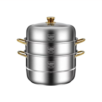 Fengshi oală de aburi din oțel inoxidabil 316, extra gros, pentru uz casnic, cu 2-4 niveluri, compatibilă cu plita cu inducție și gaz