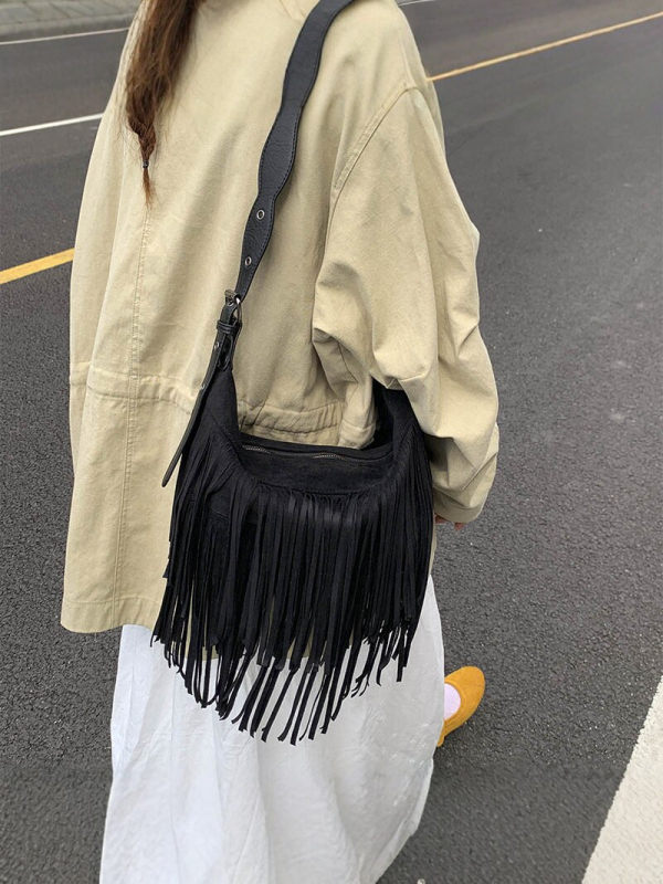 Ženska torba s resicama, crossbody torba, boho retro stil, velika kapacitet, moderna i svestrana
