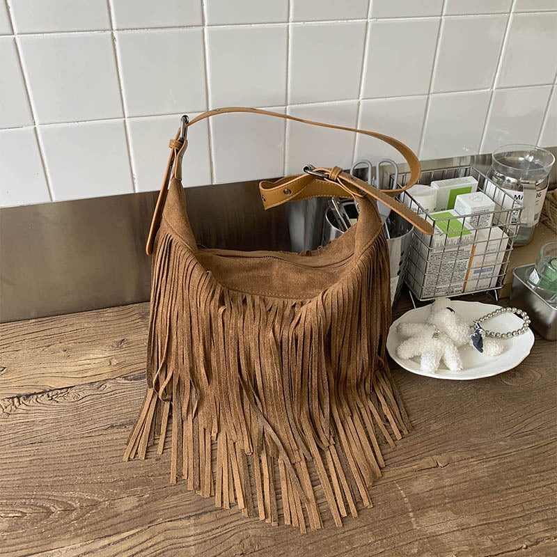 Ženska torba s resicama, crossbody torba, boho retro stil, velika kapacitet, moderna i svestrana