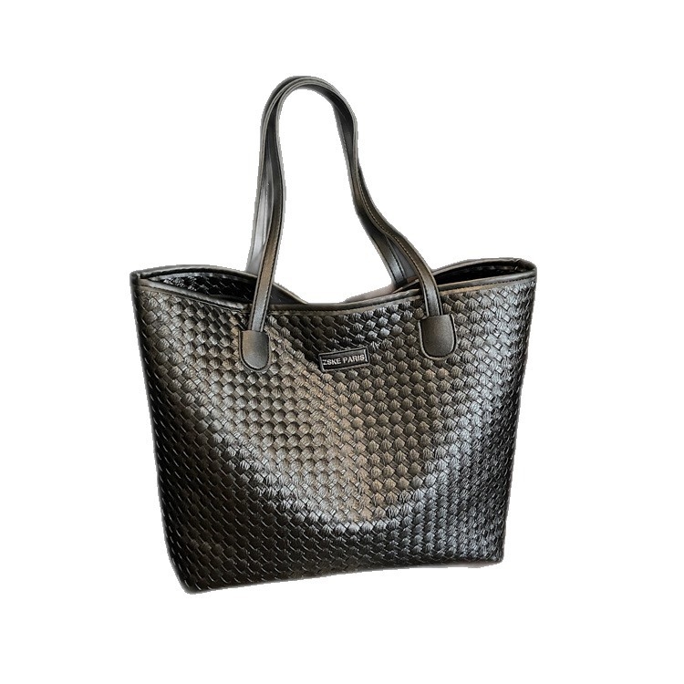 Ženska tote torba od PU kože, velika zapremina, torba u obliku kante, zatvarač na zip, mekana, gradski minimalistički stil, dvije naramenice, podstava od poliestera i pamuka, za svakodnevnu upotrebu (ljeto 2025)