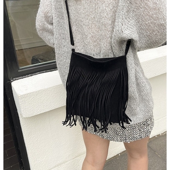 Ženska torbica smeđe boje, retro zapadnjački stil s resicama, boho stil, crossbody torba
