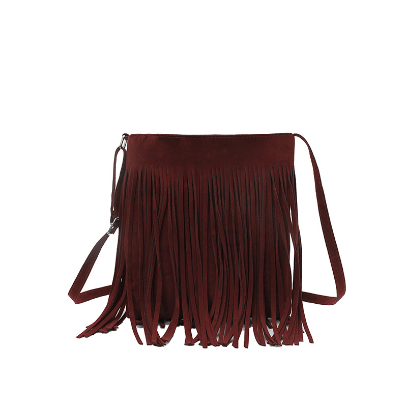 Ženska torbica smeđe boje, retro zapadnjački stil s resicama, boho stil, crossbody torba
