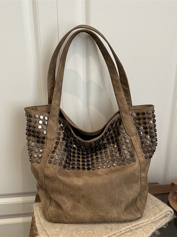 Torba tote velikog kapaciteta u korejskom stilu s nitima, minimalistična i svestrana, praktična za ručno nošenje i preko ramena, bucket bag