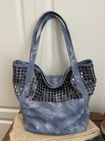Torba tote velikog kapaciteta u korejskom stilu s nitima, minimalistična i svestrana, praktična za ručno nošenje i preko ramena, bucket bag
